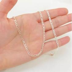 Conjunto Infantil Corrente Pulseira 3 E 1 Prata Legitima 3mm - Lojas L