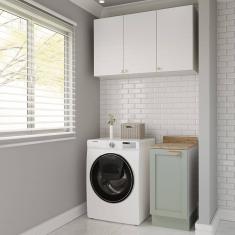 Lavanderia Modulada 2 Peças 1 Armário Aéreo 3 Portas 1 Balcão Arizona Cabecasa Madeiramadeira Branco/Menta