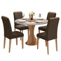 Conjunto Sala De Jantar 4 Cadeiras C/vidro York Cinamomo - A Móveis Ar