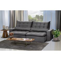 Sofá Modular 6 Lugares 2.90M Retrátil E Reclinável Cinza