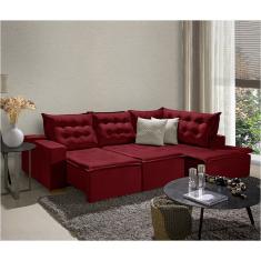 Sofá De Canto 5 Lugares 270cm Retrátil E Reclinável Vermelho