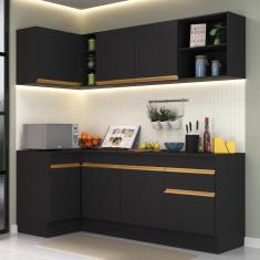 Cozinha Compacta De Canto Com Armário E Balcão Preta