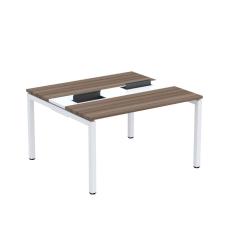 Mesa Plataforma Dupla Com Pé De Aço Para Coworking 130x120 Pdc13-12-2p Walnut-branco