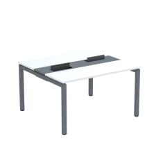 Mesa Plataforma Dupla Com Pé De Aço Para Coworking 130x120 Pdc13-12-2p Branco-grafito