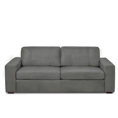 Sofá Decorativo Agatha 3 Lugares Sala De Estar 235cm Pés Em Madeira Couro Grafite G88 - Gran Belo