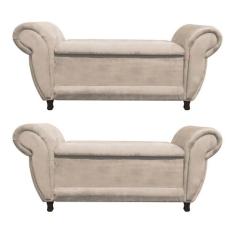 Kit 02 Recamier com Baú Itália Namoradeira Calçadeira Suede M11 - D'Ro