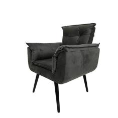 Poltrona Opala Decorativa Suede - Grafite - Cor: Cinza - Rud House