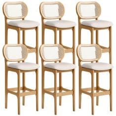 Kit 06 Banquetas Altas Para Cozinha Bancada Sala Tela Betta Fixa L02 L