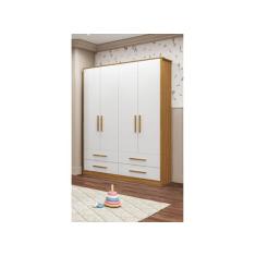 Guarda Roupa Infantil Moveis Peroba Charlo 04 portas MDF LS, Branco Am
