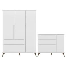 Guarda Roupa 10233 E Cômoda 10227 Infantil Melissa Branco Phoenix Baby