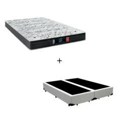 Cama Box Queen - Tecido Sintético Branco com Colchão Extra Firme D28 - Suporta 80Kg