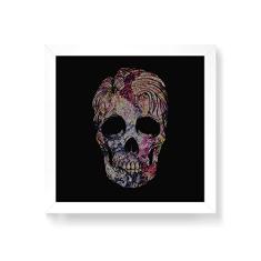 Arte Maníacos Quadro Decorativo Caveira Mosaico Colorio - 30x30cm (Moldura em laca branca)