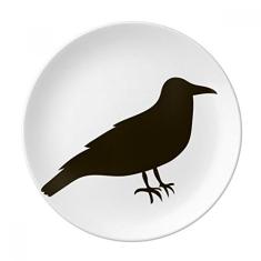 Prato de sobremesa de desenho de animal fofo corvo preto decorativo de porcelana 20,32 cm para jantar em casa