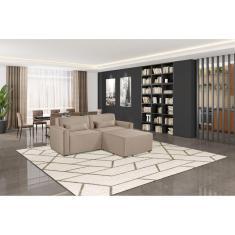 Sofá 2 Lugares em Linho com Puff 208cm Lutz Yescasa Creme