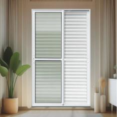 Porta de Correr Venez. 3 Folhas Moveis 210 X 200 Elite com Fecho Automático Vidro Liso Branco