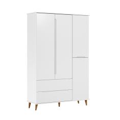 Guarda Roupa Infantil Lunna 100% MDF Estilo Retrô - Branca