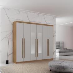 Guarda-roupa Veracruz 6 Portas com Espelho Naturalle/off White
