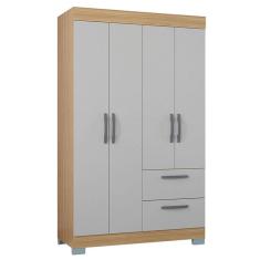 Guarda Roupa Solteiro Tóquio 4 Portas Damasco Off White - Poquema