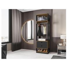 Guarda Roupa Modulado Ambiente Titan com Gavetas Preto Freijó - Móveis
