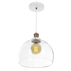 Lustre Pendente Château Bola Grande Vidro Branco c/ Cobre 30 - MARRYLU