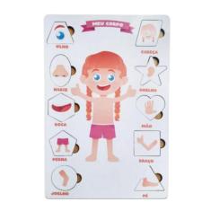 Jogo tabuleiro colorido corpo humano menina em mdf 2,5mm - Cia Laser