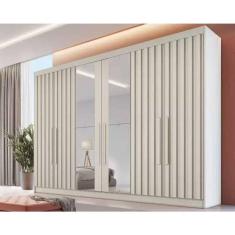 Guarda Roupa 6 Portas C- 4 Ripadas E 6 Gavetas C-2 Espelhos Potente Off White - Europa