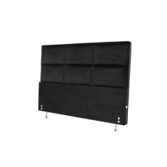 Cabeceira Estofada Para Cama Box Casal 127x142 Veludo Preto - BF Colch