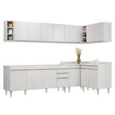 Armário De Cozinha Modulado De Canto 7 Peças Cp34 Balcão Sem Tampo Branco
