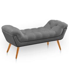 Recamier Estofada Casal King Size Ayla Veludo Cor Cinza Claro