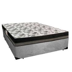 Cama Box Casal Suede + Colchão Ortobom Iso Dupla Face 138x188x60 Cinza