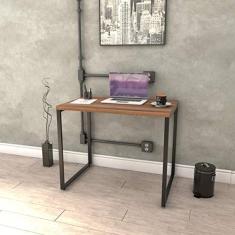 Mesa para Escritório Office Estilo Industrial 0,90m Kuadra Nogal/Est.Preta, Compace