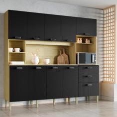 Armário para Cozinha 10 Portas 2 Gavetas Balcão com Tampo Intense - Ki