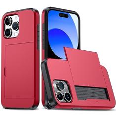 SORAKA Capa para iPhone 15 Pro Max com porta-cartões Capa para carteira Capa blindada para iPhone 15 Pro Max Capa para PC TPU de camada dupla Capa à prova de choque