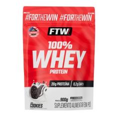 Whey Protein 100 Concentrado Refil 900g Sabor Cookies FTW, Cookies, 90