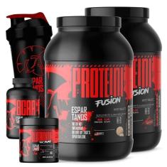 Kit 2x Whey Protein Fusion + Bcaa + Glutamina + Coqueteleira-Unissex