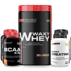 Kit Whey Protein Waxy Whey Pote 900g 2x BCAA 100g 2x Power Creatina 10