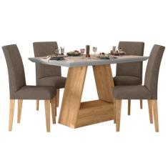 Conjunto Sala De Jantar 4 Cadeiras ávila Cinamomo - A Móveis Arapongas