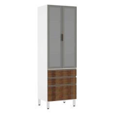 Paneleiro Torre 70Cm Prata Pérola Branco C/ Dourado