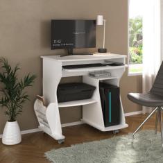 Escrivaninha Mesa Escritório com Rodinhas, Espaço para Computador, CPU