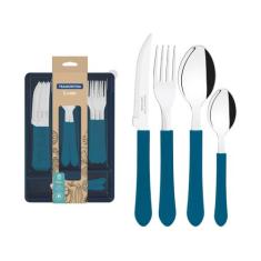 Faqueiro Tramontina Inox Leme com Gaveteiro 24 Peças, Azul, 24