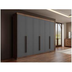 Guarda Roupa Casal 6 Portas e 6 Gavetas Capri 1159 Freijo c/ Cinza Tit
