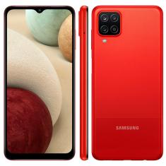 Smartphone Samsung Galaxy A12 Vermelho 64GB, Tela Infinita de 6.5", Câmera Quádrupla, Bateria 5000mAh, 4GB RAM e Processador Exynos 850
