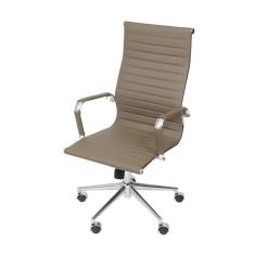 Cadeira para Escritório Alta Esteirinha Corino Base Rodizio 3301 OR Design Cinza