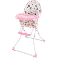 Multikids Baby Cadeira Alta de Alimentação Bebê até 15 Kg Slim Gatinho Rosa e Branco - BB610