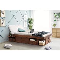 Cama Casal de Madeira com 6 Gavetas Bali Meu Móvel de Madeira - Caramelo