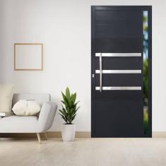 Porta Pivotante de Alumínio 210 x 120cm com Friso e Vidro Veneza Esquadrias Bergame Preto