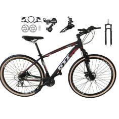 Bicicleta Aro 29 GTI Roma Câmbios Shimano 24v K7 Freios Hidráulicos Garfo Trava Pneus Faixa Bege-Unissex