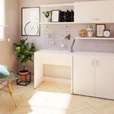 Mesa para Escritório 80cmx47cm 25mm Bramov Móveis Branca