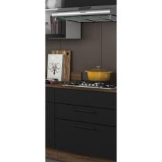 Balcão em Aço de Cozinha 2 Gavetas com Tampo MDP para Cooktop 4 Bocas 80cm Exclusive Itatiaia Grafite/Preto Matt