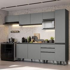 Armário de Cozinha Completa 300cm Cinza Nice Madesa 05